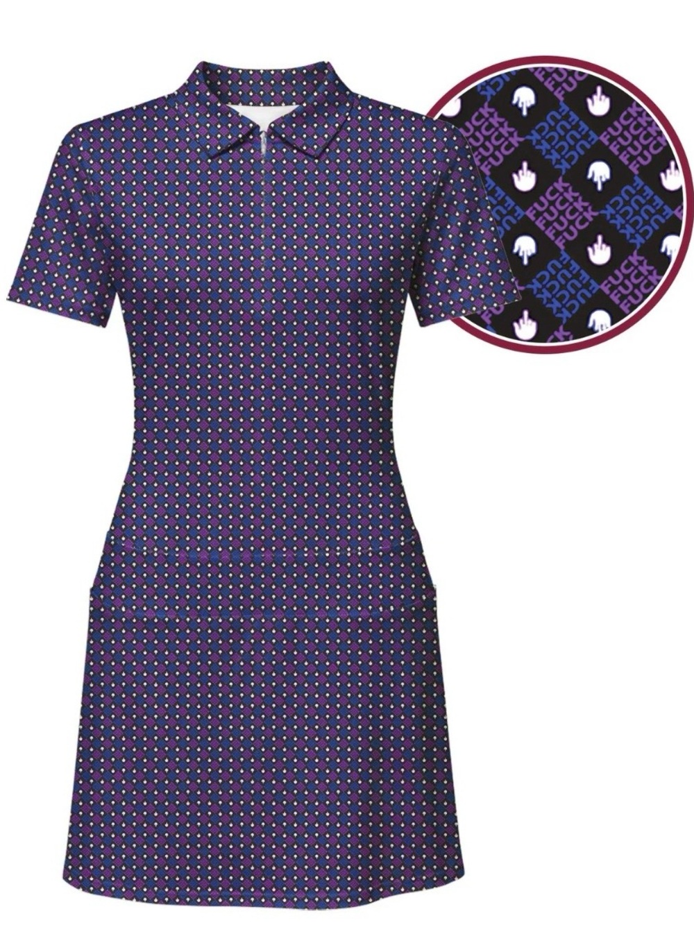 Purple Patterned Polo Dress - Women's (Explicit)